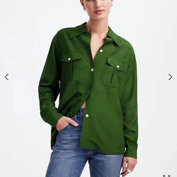 Alexa Chung for Madewell Pleat-Pocket Button-Up Shirt SM new - Picture 2 of 5